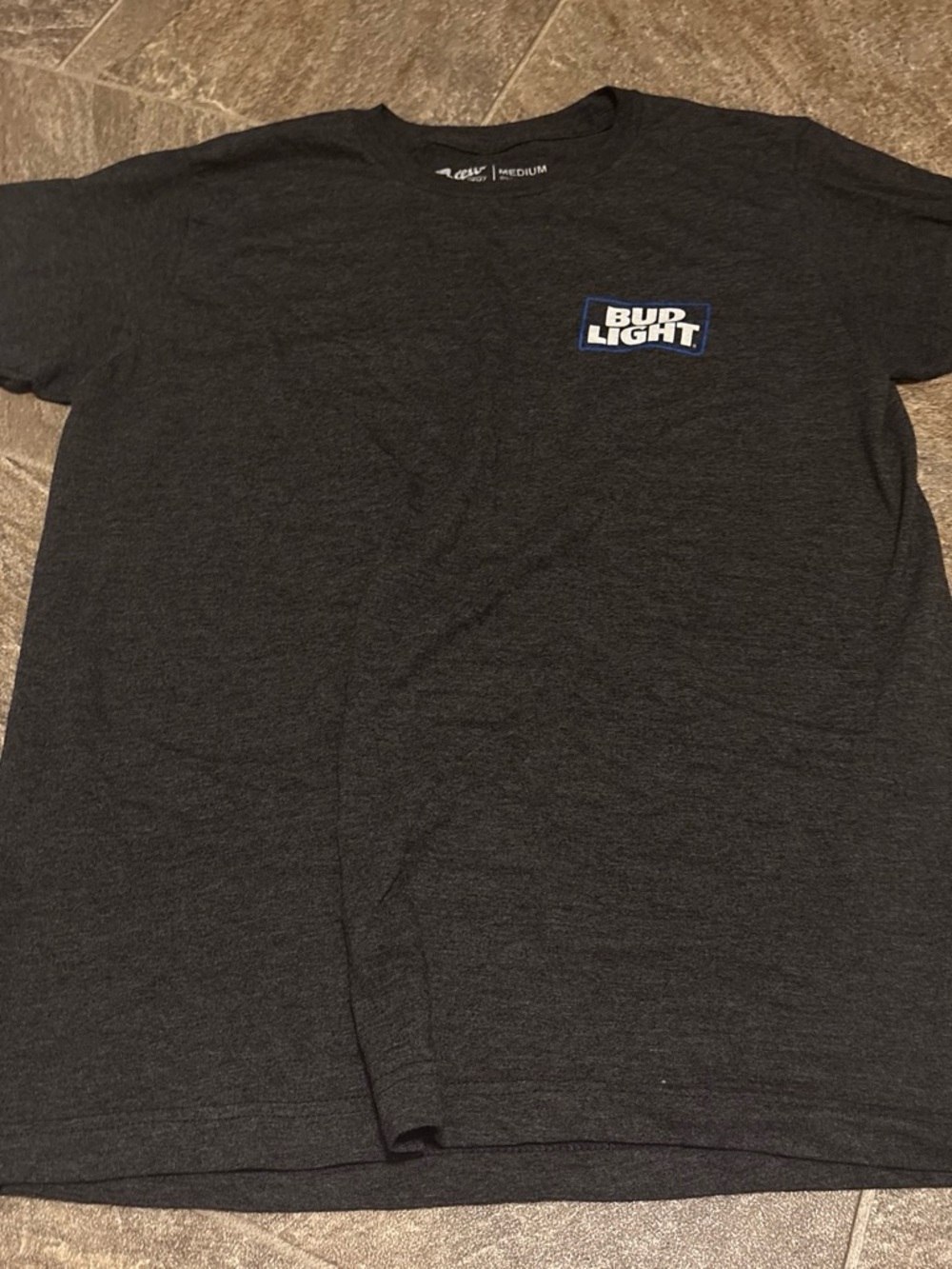 Bud Light Men's Short Sleeve Charcoal Logo Tee